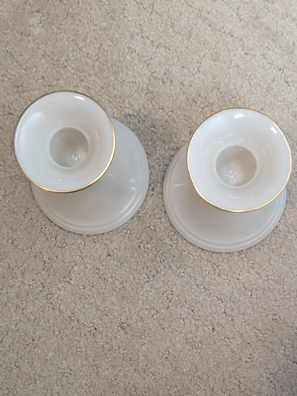 Elegant Lenox Cream Ceramic Candleholders with Gold Trim Special Vintage